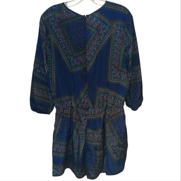 Miami Navy Blue Floral Paisley Romper Size Large - Picture 2 of 5